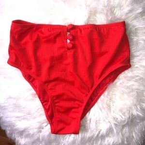 NWOT Xhilaration Poppy Red High-Rise Swim Bottom